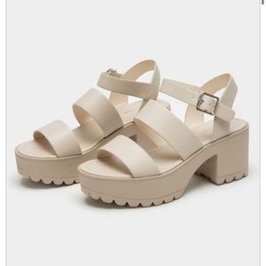 Lug Sole Ankle Strap Womens Nude Platform Sandals